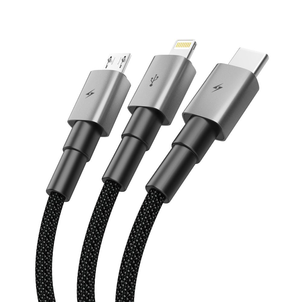 Tech-Protect Laidas UltraBoost DNA 3in1 USB-C / Micro-USB / Lightning 120 cm - pilkas