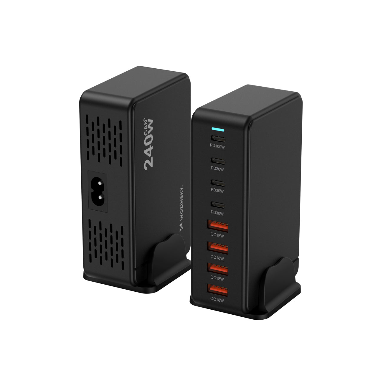 Wozinsky 240W GaN QC3 įkrovimo stotelė – juoda