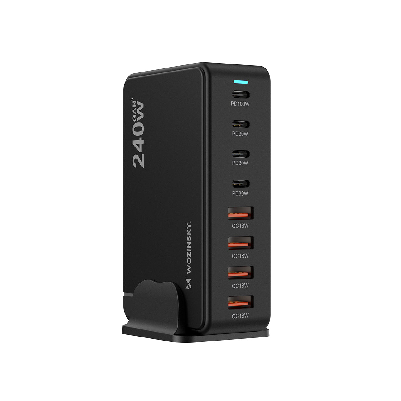 Wozinsky 240W GaN QC3 įkrovimo stotelė – juoda