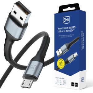 3mk Hyper Laidas N-SERIES USB-A / MicroUSB 1m 5V/2.4A 12W / juodas