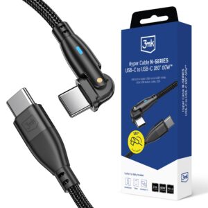 3mk Hyper Laidas N-SERIES USB-C / USB-C 2m 20V/3A 60W / juodas