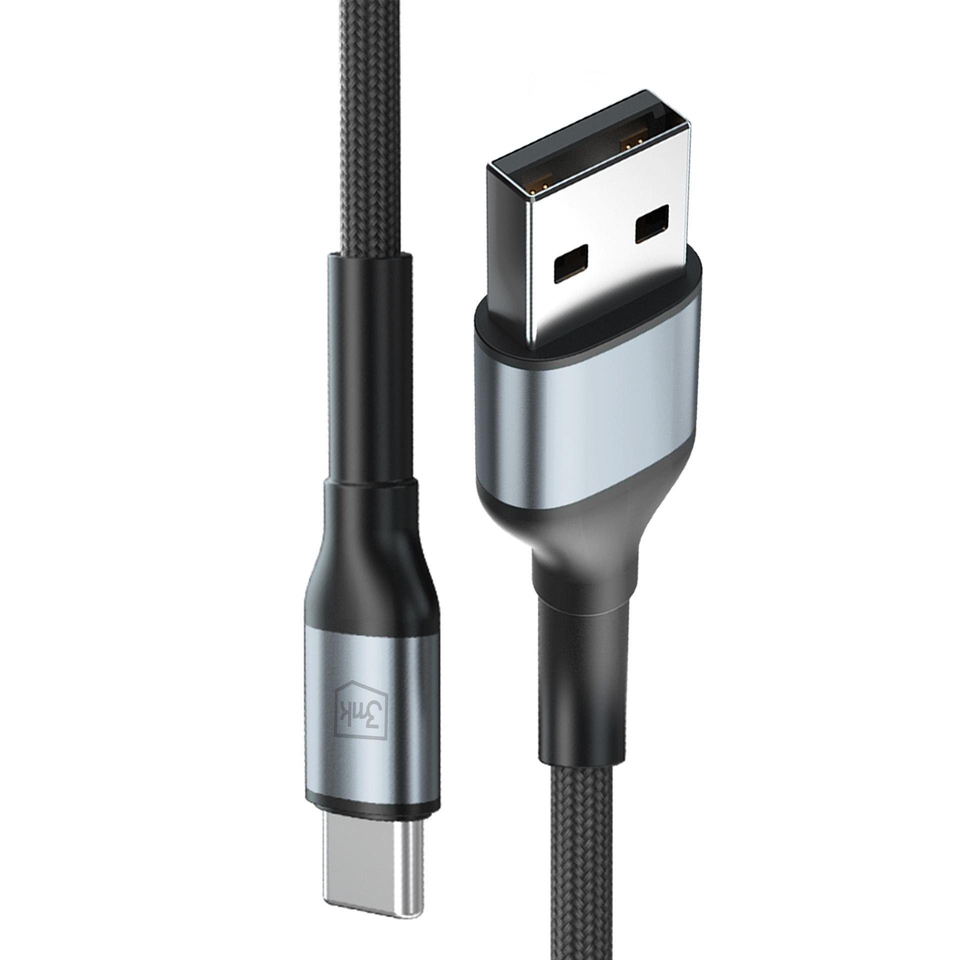 3mk Hyper Laidas N-SERIES USB-A / USB-C 1m 9V/2A 18W QC 3.0 / juodas