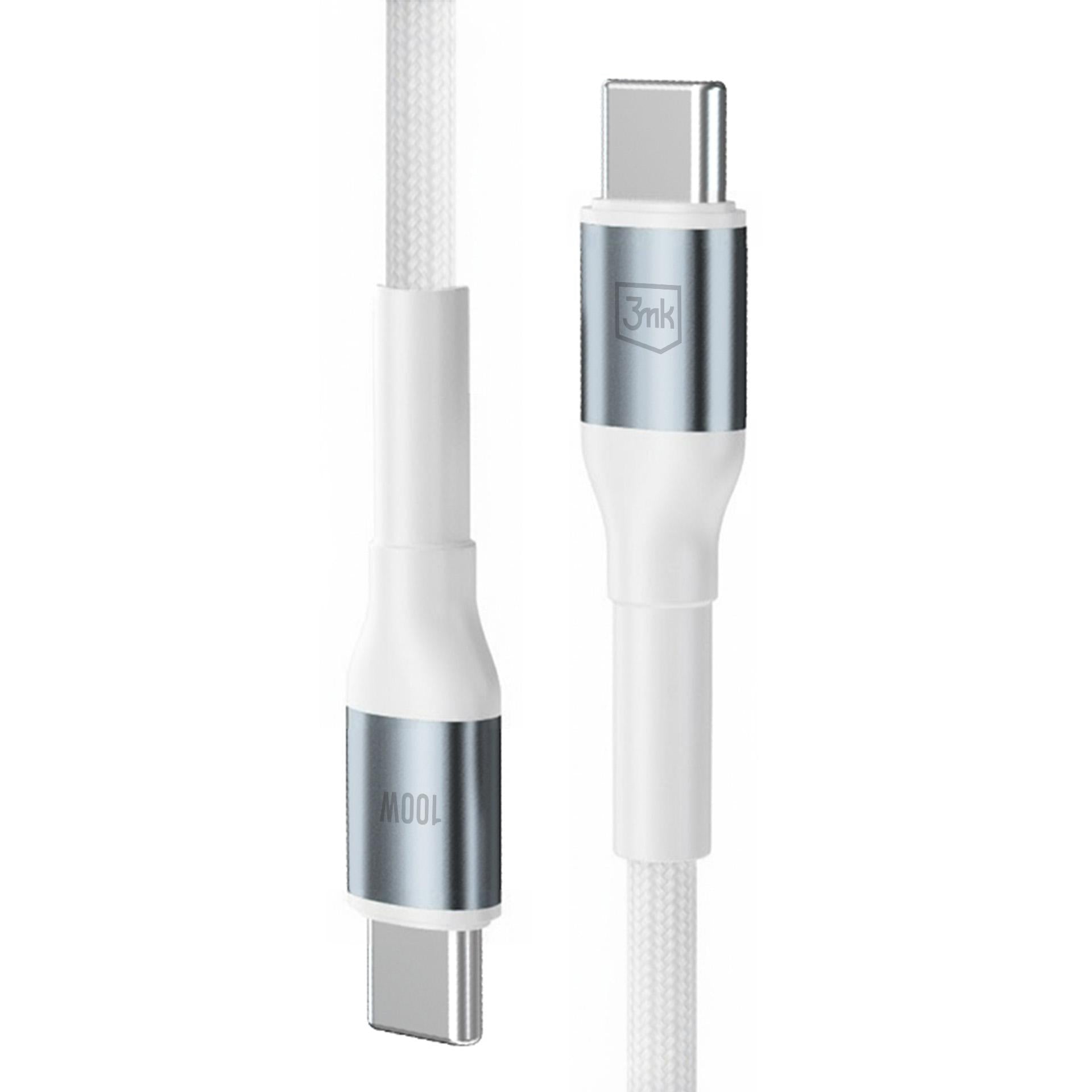 3mk Hyper Laidas N-SERIES USB-C / USB-C 1m 20V/5A 100W / baltas