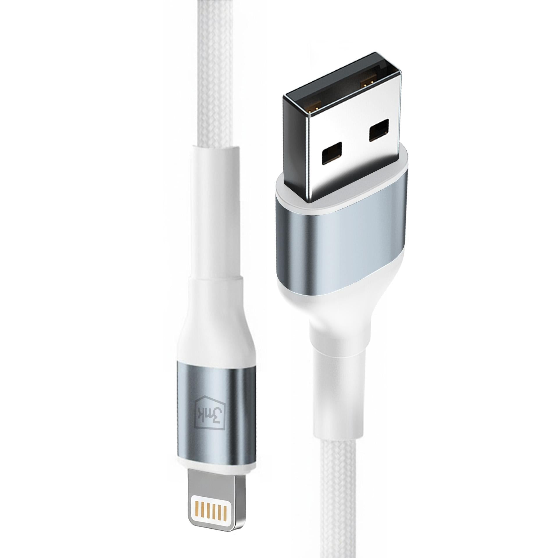 3mk Laidas N-SERIES USB-A / Lightning 2m 5V/2.4A 12W / baltas