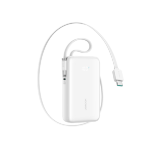 Joyroom JR-PR2 35 W 10 000 mAh maitinimo blokas su ištraukiamu USB-C laidu ir įmontuotu žaibo laidu – baltas