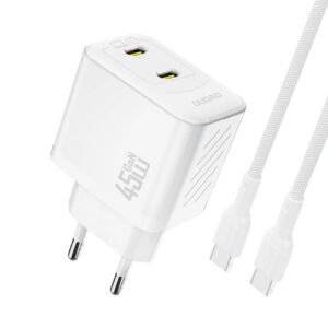 Dudao sieninis įkroviklis A28PCEU PD 45W GaN 2xUSB-C su USB-C laidu - baltas