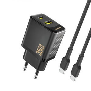 Dudao sieninis įkroviklis A27MaxCEU PD QC 35W USB-A USB-C su USB-C laidu - juodas