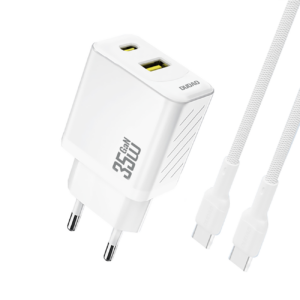 Dudao sieninis įkroviklis A27MaxCEU PD QC 35W USB-A USB-C su USB-C laidu - baltas
