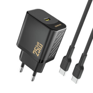 Dudao sieninis įkroviklis A27CEU PD 25W GaN SB-C su USB-C laidu - juodas