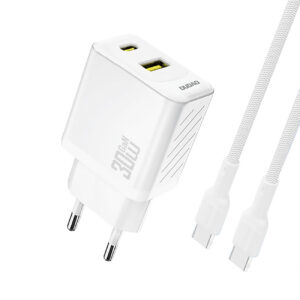 Dudao sieninis įkroviklis A27TCEU PD 30W GaN USB-A USB-C su USB-C laidu - baltas