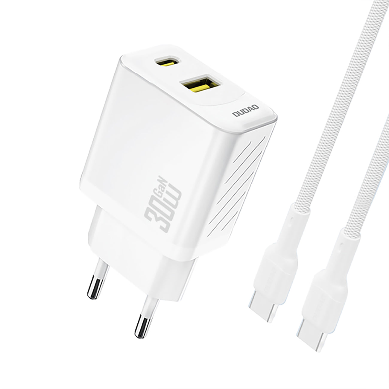 Dudao sieninis įkroviklis A27TCEU PD 30W GaN USB-A USB-C su USB-C laidu - baltas