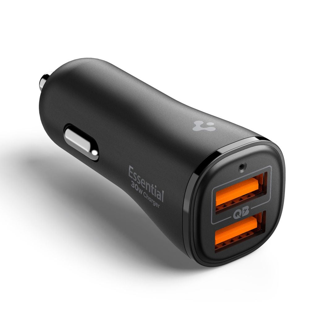 Spigen automobilinis įkroviklis Essential EV302 30W 2 jungčių USB-A - juodas