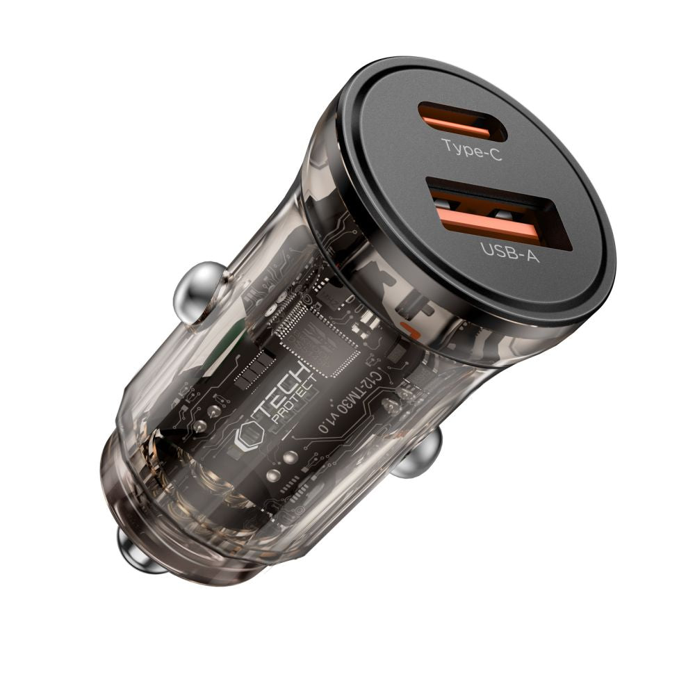 Tech-Protect automobilinis įkroviklis CC01 45W 2 jungčių USB-A / USB-C - juodas