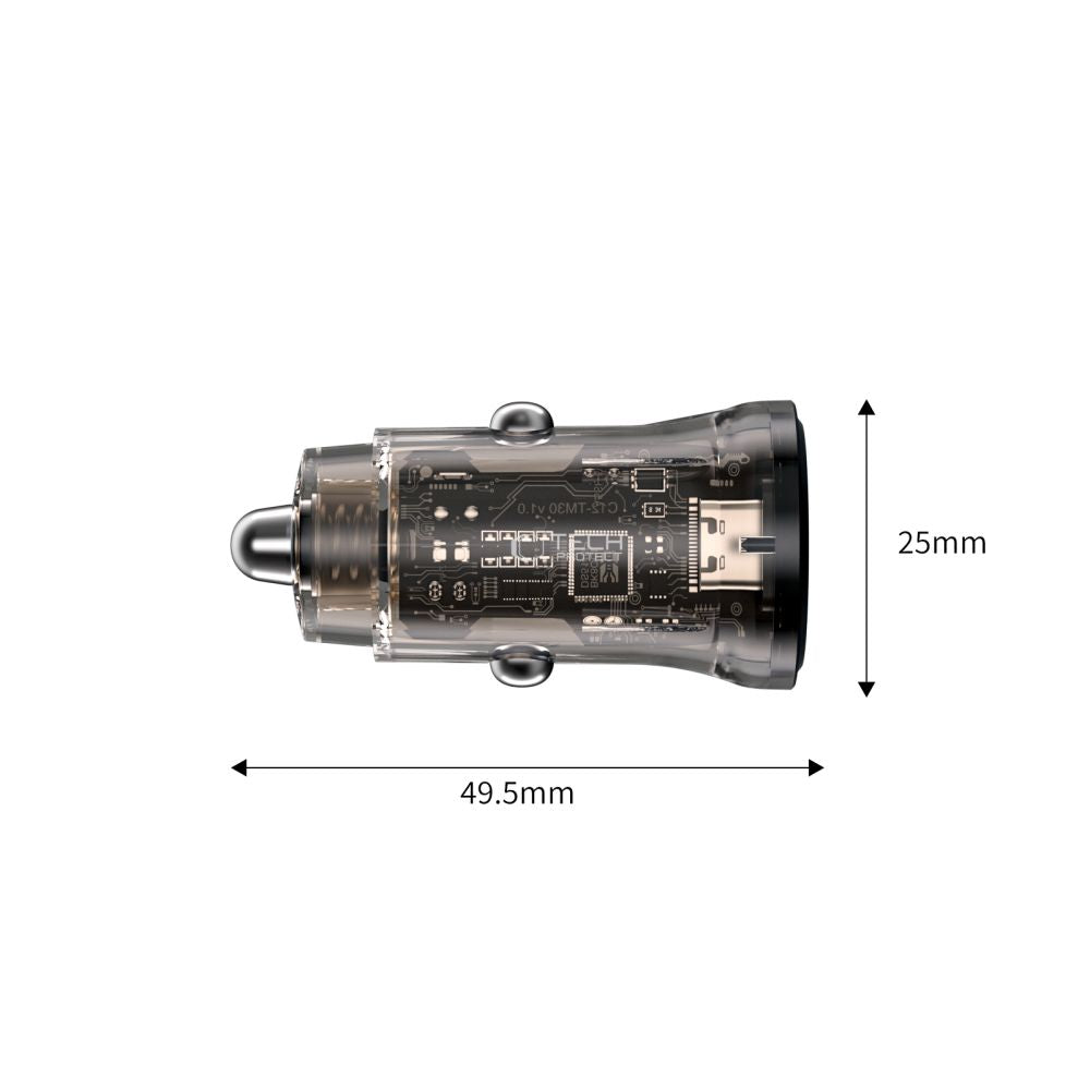 Tech-Protect automobilinis įkroviklis CC01 45W 2 jungčių USB-A / USB-C - juodas