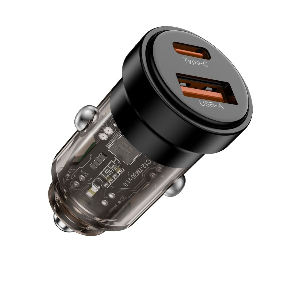 Tech-Protect automobilinis įkroviklis CC03 45W 2 jungčių USB-A / USB-C - juodas