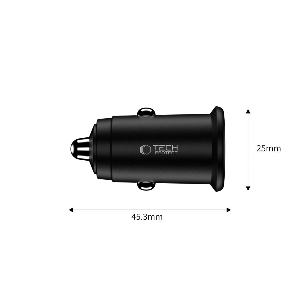 Tech-Protect automobilinis įkroviklis CC02 35W 2 jungčių USB-C / USB-A - juodas