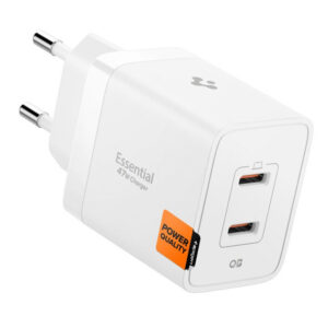 Spigen sieninis įkroviklis Essential EE472EU 2-port USC-C 47W - baltas