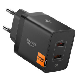 Spigen sieninis įkroviklis Essential EE472EU 2-port USC-C 47W - juodas