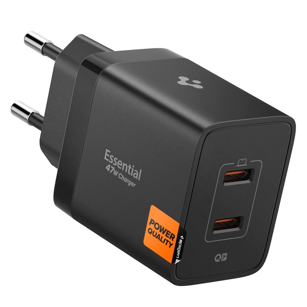 Spigen sieninis įkroviklis Essential EE472EU 2-port USC-C 47W - juodas