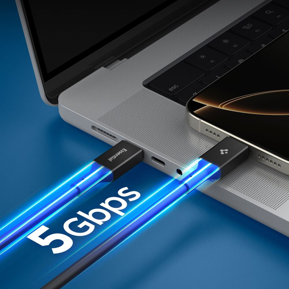 Spigen Laidas EB10020CC USB-C 100W 200cm - juodas