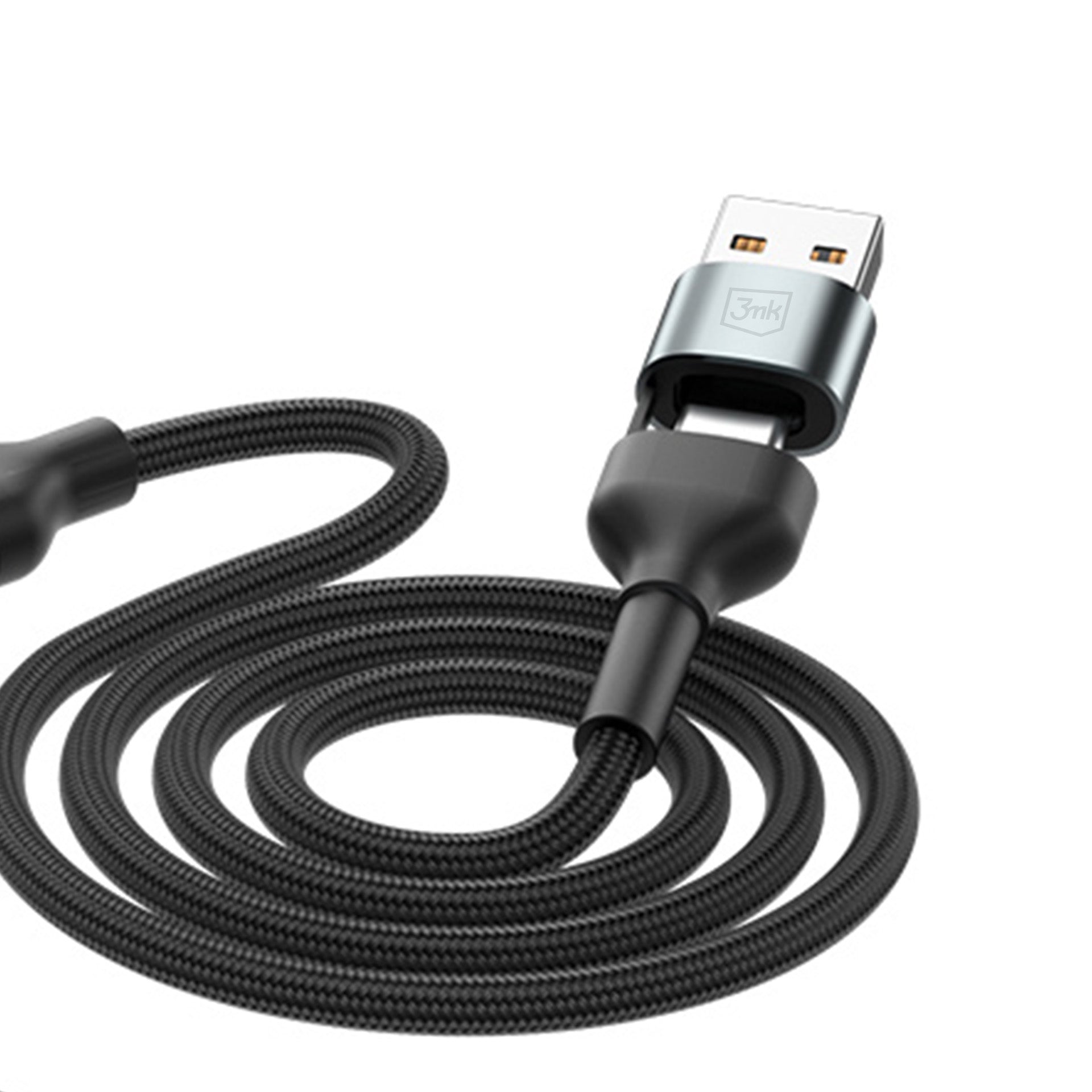 3mk Hyper Laidas N-SERIES 6 in 1 USB-C / USB-A į USB-C / Lightning / Micro 1.2m QC 3.0 9V / 2A 18W - juodas
