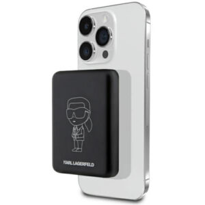 Karl Lagerfeld Ikonik MagSafe 5W 3000mAh indukcinė išorinė baterija - juoda