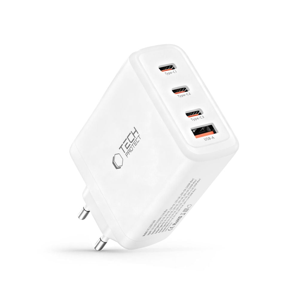 Tech-Protect sieninis įkroviklis NC120W-GAN 4-Port 120W - baltas