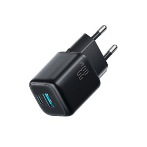 Joyroom JR-TG7 33W USB-A + USB-C Sieninis įkroviklis su 60W USB-C iki USB-C 1m kabeliu - juodas