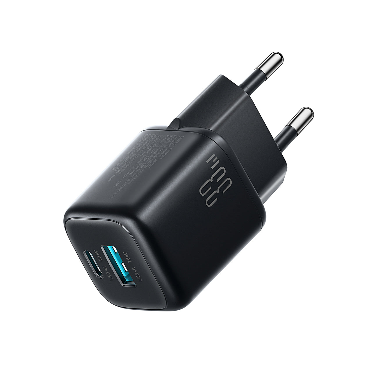 Joyroom JR-TG7 33W USB-A + USB-C Sieninis įkroviklis su 60W USB-C iki USB-C 1m kabeliu - juodas