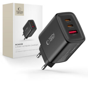 Tech-Protect NCA65W-GAN 3-Port 65W sieninis įkroviklis - juodas