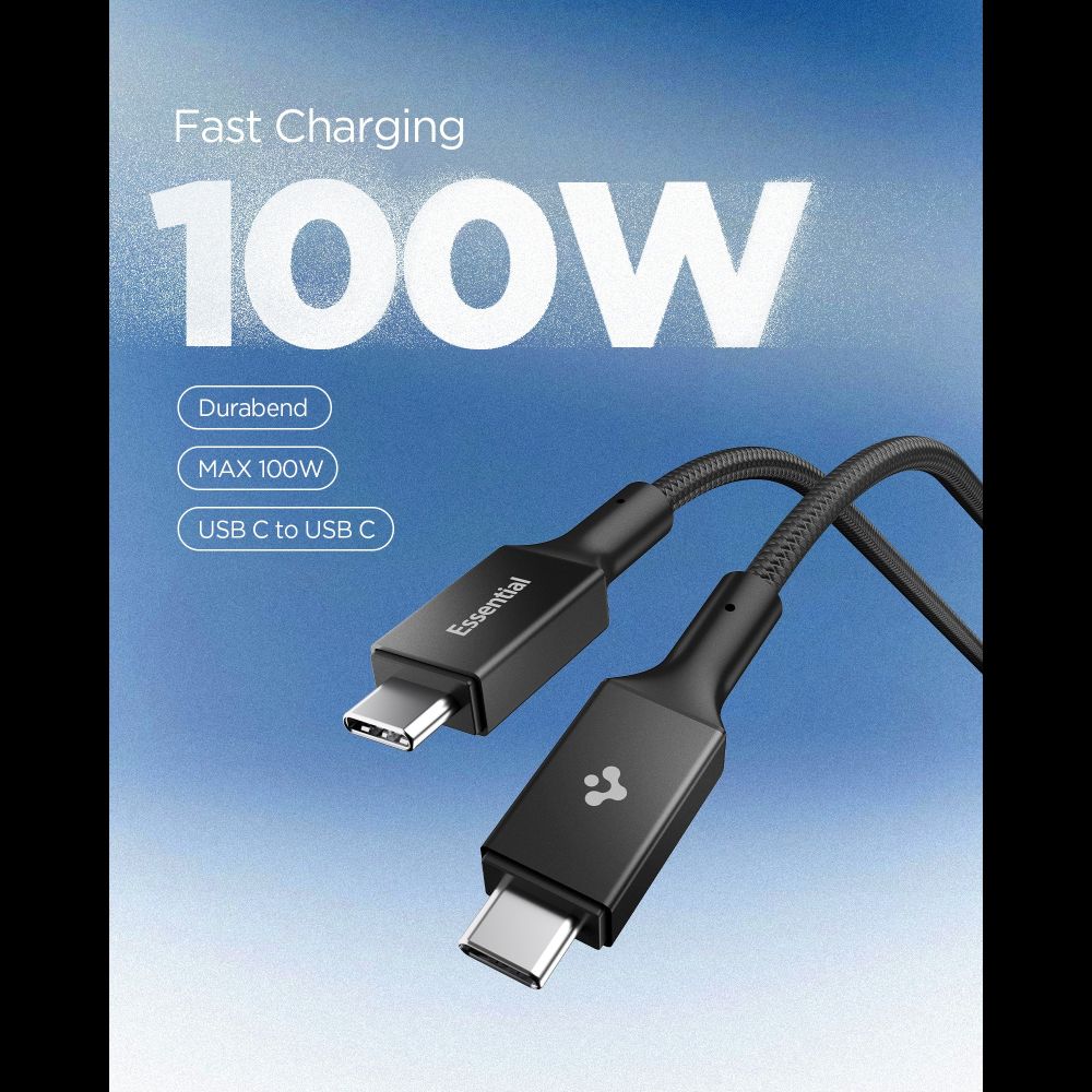 Spigen Essential Laidas EB10015CC USB-C / USB-C 100W 150cm - juodas