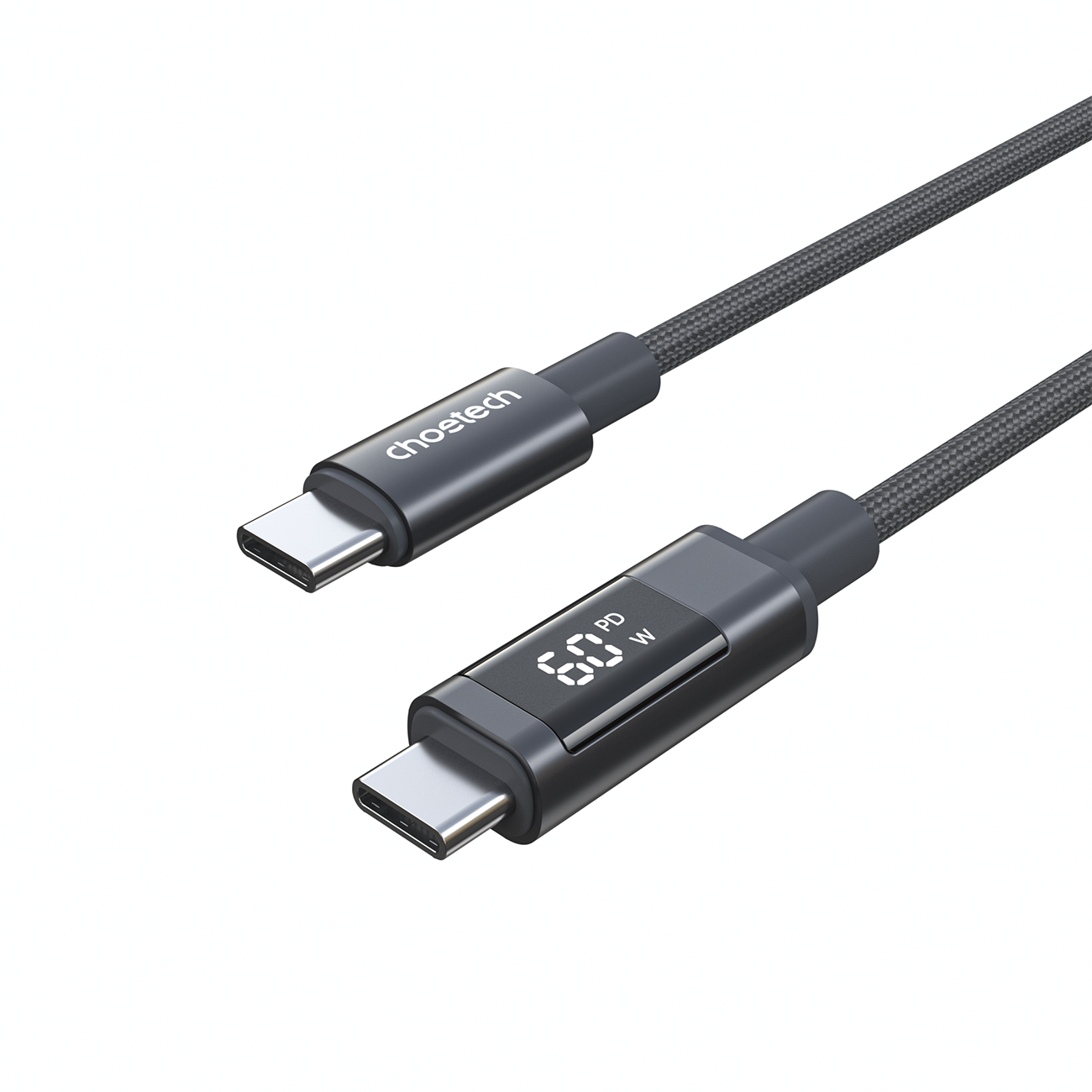 Choetech XCC-1068 __TK1__ 60__TK2__ USB-C - USB-C Kabelis su ekranu 1.2 m - juodas