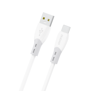 Dudao Laidas L25ST USB-A - USB-C 5A 1 m su minkštu silikoniniu pynimu - baltas