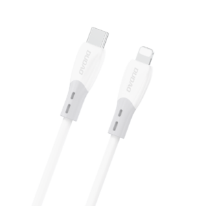 Dudao Laidas L25SX USB-C - Lightning 30W 1m su minkštu silikoniniu pynimu - baltas