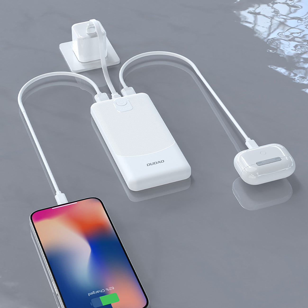 Dudao K10Pro išorinė baterija 2.4A 20000mAh 2 x USB-A - balta