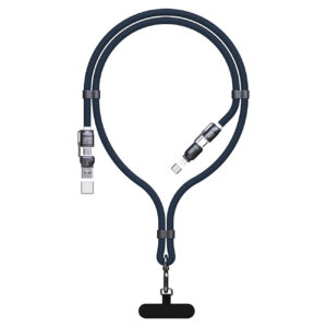 Dudao L20Max 65W 4-in-1 laidas su dirželiu USB-C į USB-C su Lightning ir USB-A adapteriais - Mėlynas