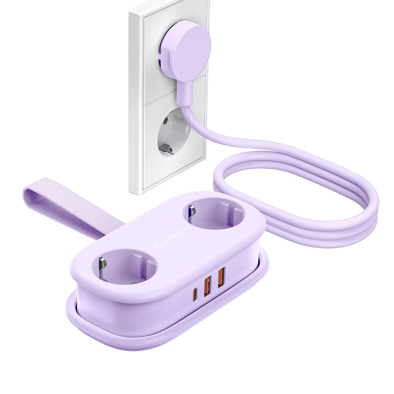 Orico AP3 20W GaN 5in1 maitinimo šakotuvas 2x AC + 2x USB-A + 1x USB-C – violetinis