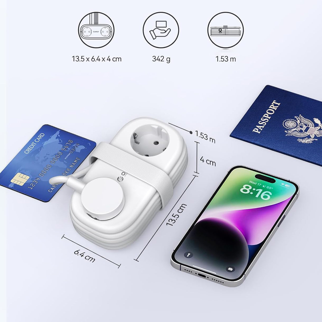 Orico AP3 65W GaN 6in1 maitinimo šakotuvė 2x AC + 2x USB-A + 2x USB-C - balta