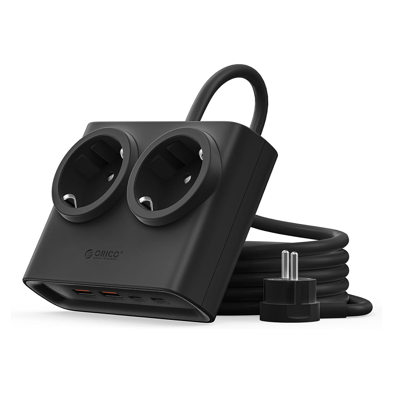 Orico PDC25 25W 6in1 prailgintuvas 2x AC + 2x USB-A + 2x USB-C - juodas