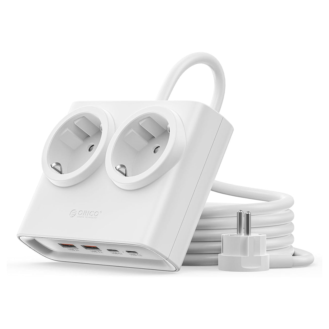Orico PDC25 25W 6in1 prailgintuvas 2x AC + 2x USB-A + 2x USB-C - baltas