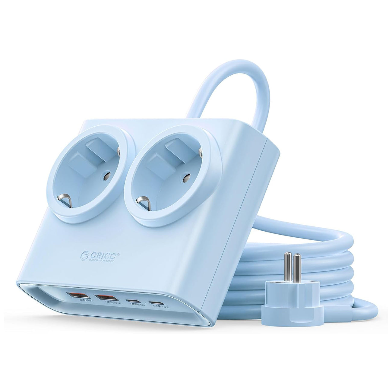 Orico PDC25 25W 6in1 prailgintuvas 2x AC + 2x USB-A + 2x USB-C - mėlynas