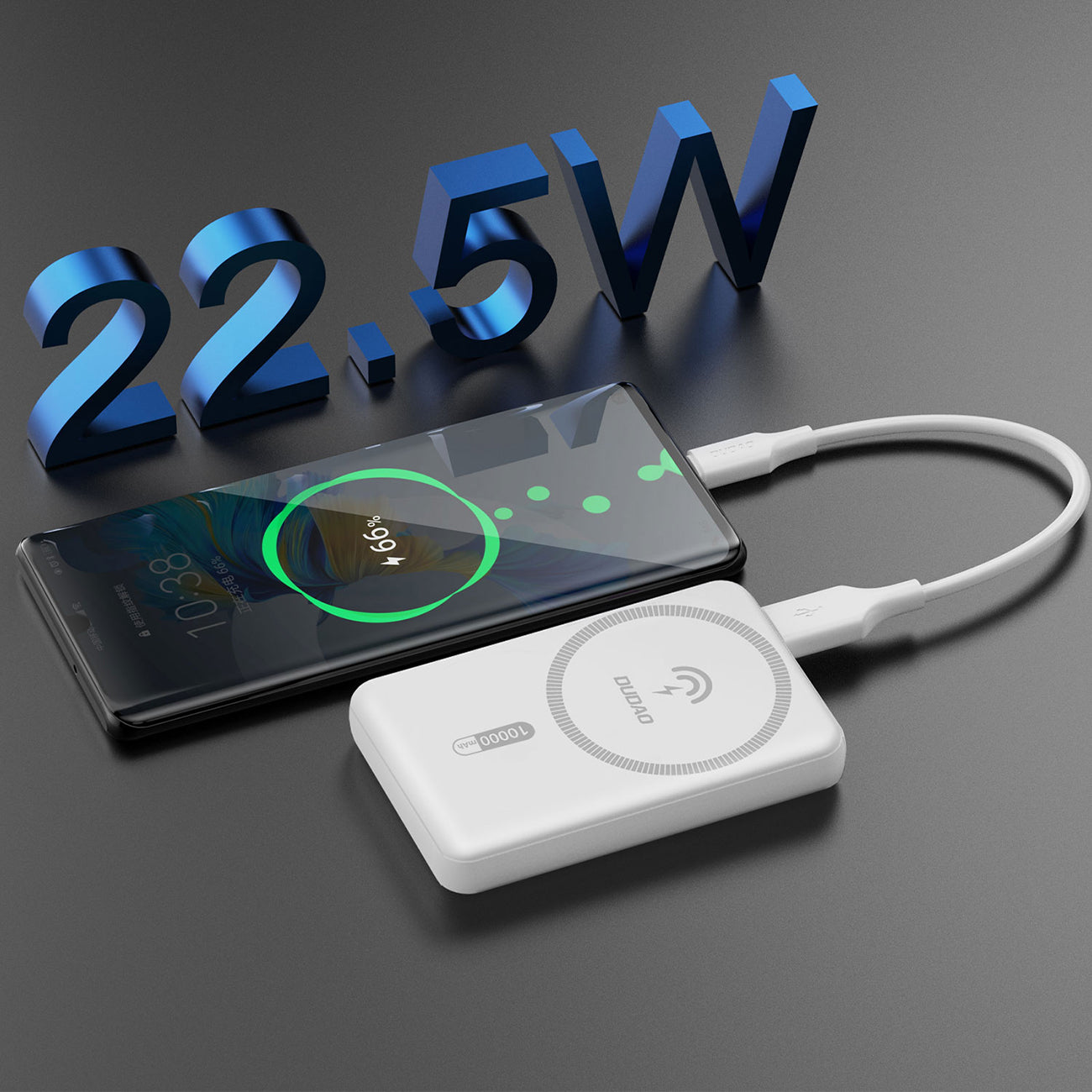 Dudao K14S Magnetinis Power Bank 20W 5000mAh 1x USB-A 1x USB-C – Baltas
