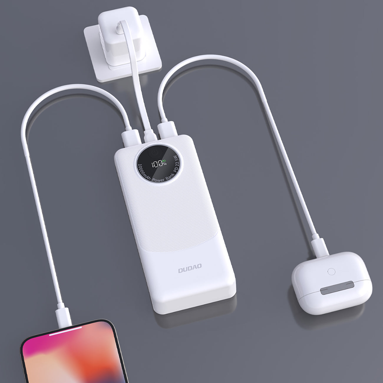 Dudao K12Pro Power Bank 22.5W PD 20000mAh USB-A, USB-C – Baltas
