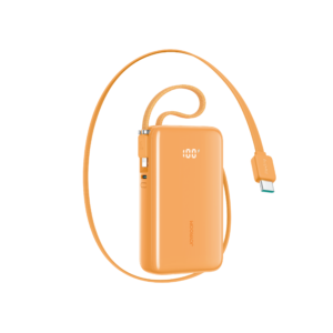 Joyroom JR-PR2 35W 10000mAh Powerbank su integruotais USB-C ir Lightning kabeliais - Oranžinė