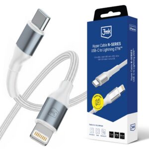 3mk Hyper Cable N-SERIES USB-C / Lightning 50cm PD 3.0 9V/3A 27W - baltas