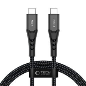 Tech-Protect Ultraboost UB11T USB-C / USB-C PD 240W / QC3.0 Kabelis 100 cm - Juodas
