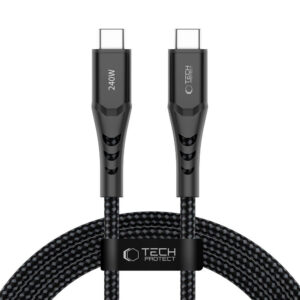 Tech-Protect Ultraboost UB11T USB-C / USB-C PD 240W / QC3.0 Kabelis 200 cm - Juodas