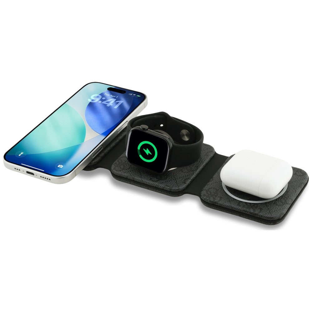 Indukcinis kroviklis Guess 4G 3in1 15W MagSafe - juodas