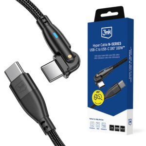 3mk Hyper Cable N-SERIES USB-C / USB-C 1m PD 3.0 QC 3.0 20V / 5A 100W - juodas