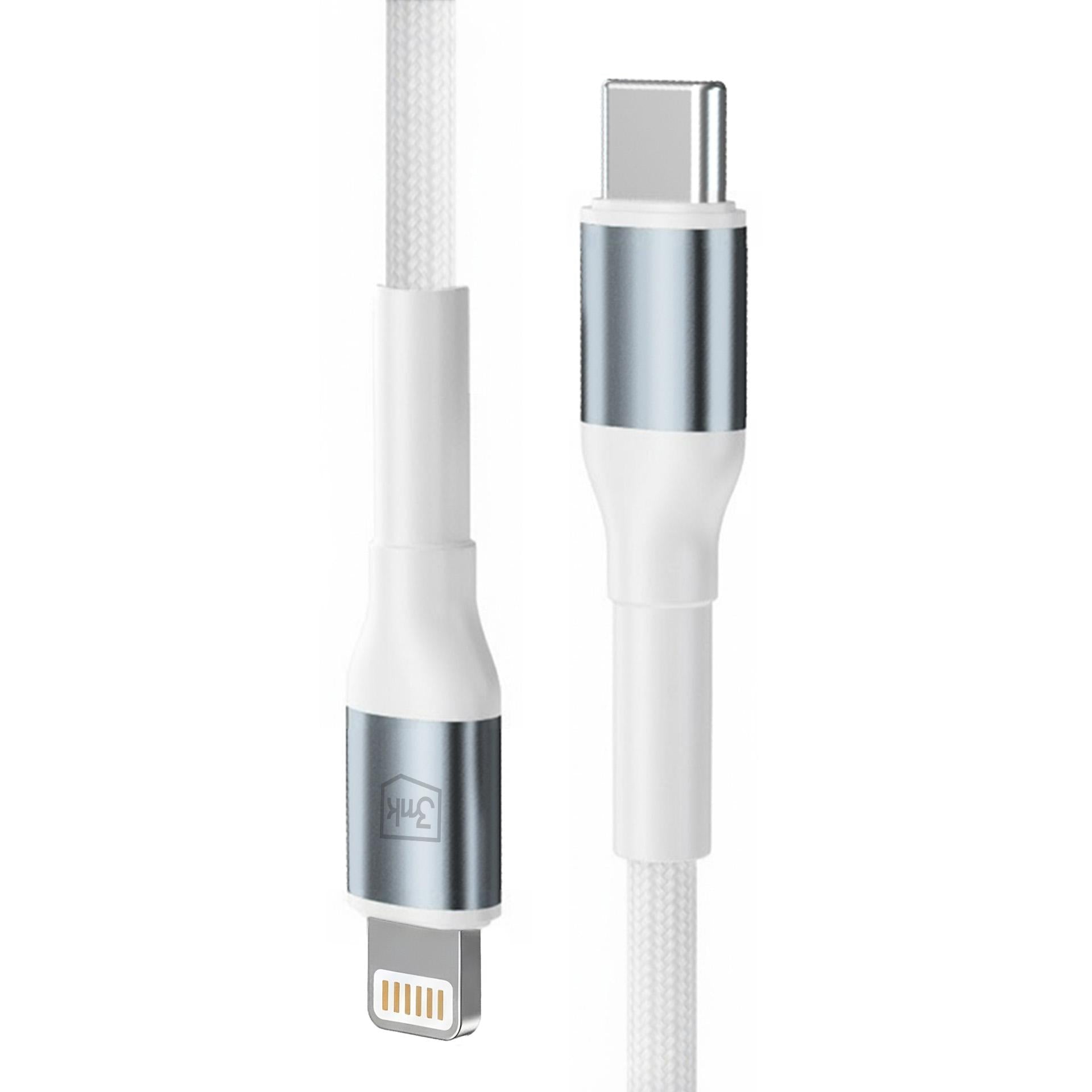 3mk Hyper Cable N-SERIES USB-C / Lightning 2m PD 3.0 9V / 3A 27W - baltas